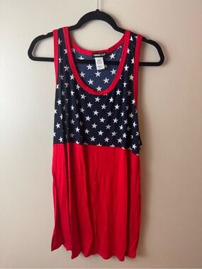 NWOT HEIMISH USA Navy Star Print Tank with Red Trim 4th of July 3XL